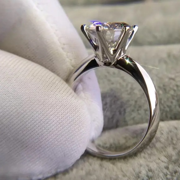 3 ct Solitaire Moissanite Diamond, 925 Silver, Engagement, Wedding, Glam Ring, 6 - Picture 6 of 14